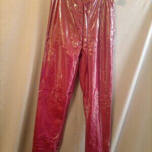 Sz M Faux Leather PVC Burgundy Leggings